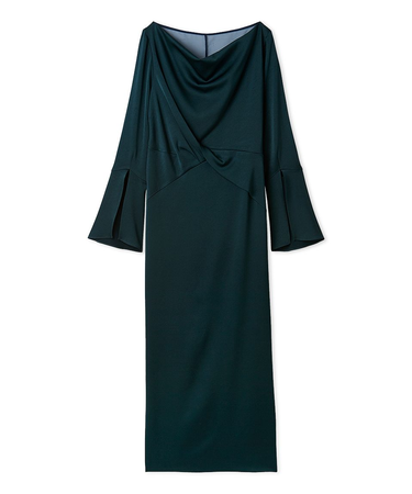 ドレープネックフロントノットドレス