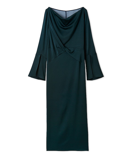 ドレープネックフロントノットドレス