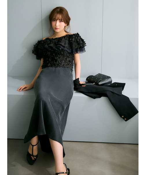 キュプラサテンナロースカート