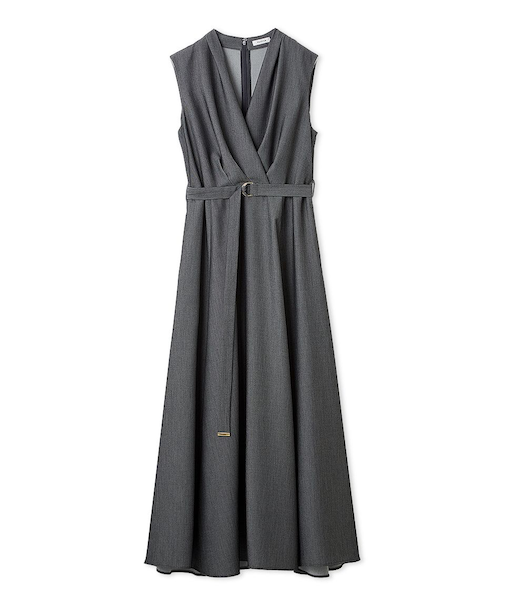 カシュクールベルトタックワンピース