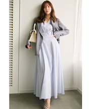 カシュクールベルトタックワンピース