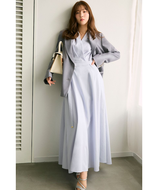 カシュクールベルトタックワンピース