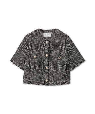 ツイードフリンジ半袖ジャケット