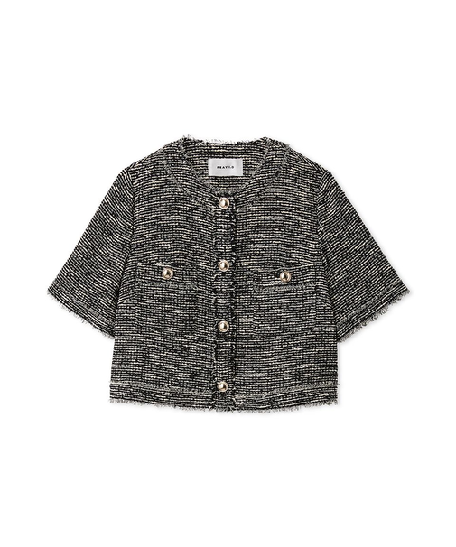 ツイードフリンジ半袖ジャケット