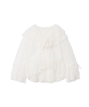 ラッフルデザインチュールエンブロイダリーブラウス