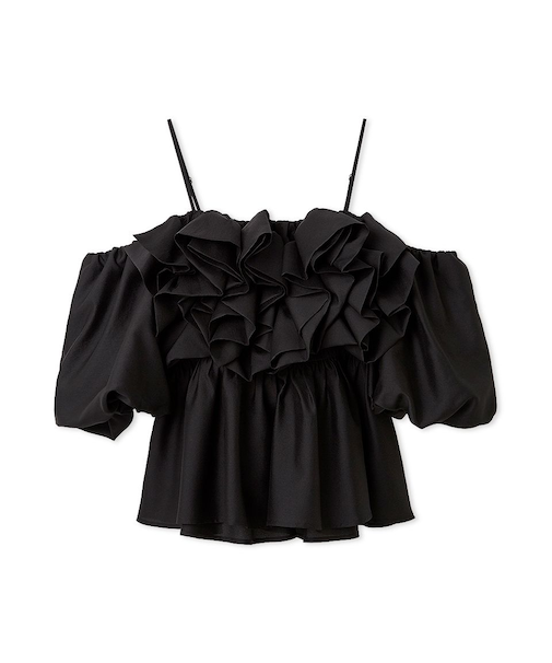 フラワーライクフリルペプラムブラウス