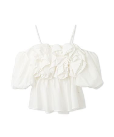 フラワーライクフリルペプラムブラウス