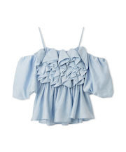 フラワーライクフリルペプラムブラウス