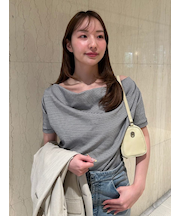 ドレープネックオフショルカットソー／ウォッシャブル