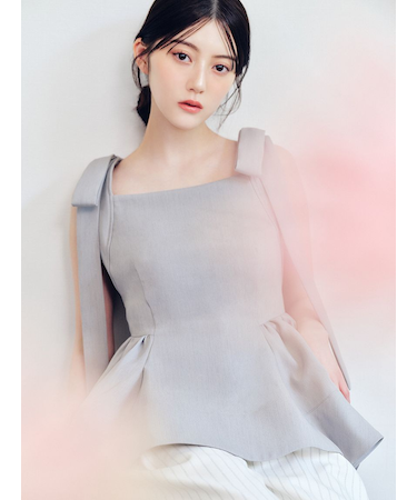 【WEB限定】リボンペプラムトップス／ウォッシャブル