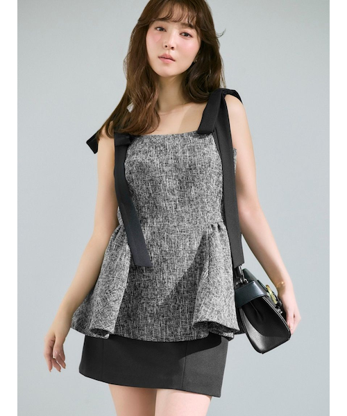 WEB限定】リボンペプラムトップス／ウォッシャブル｜フレイアイディー