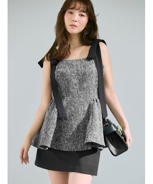 【WEB限定】リボンペプラムトップス／ウォッシャブル