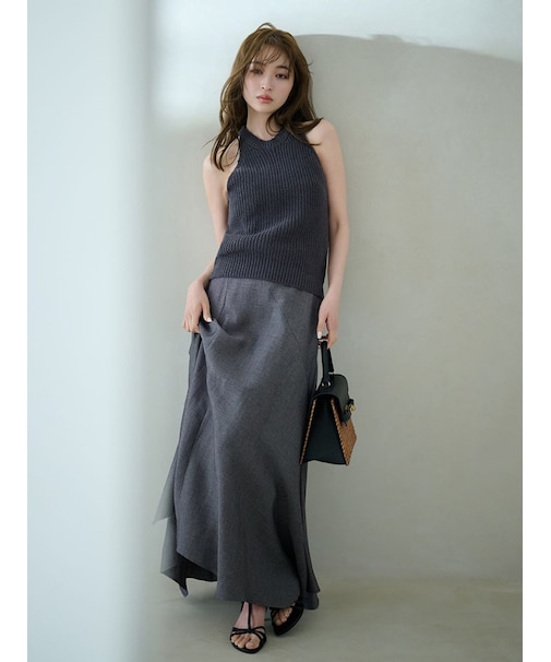 アシメドレープリネンスカート