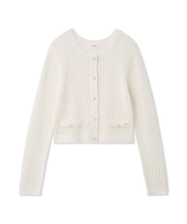 クロシェクルーネックカーディガン