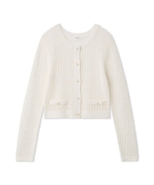 クロシェクルーネックカーディガン