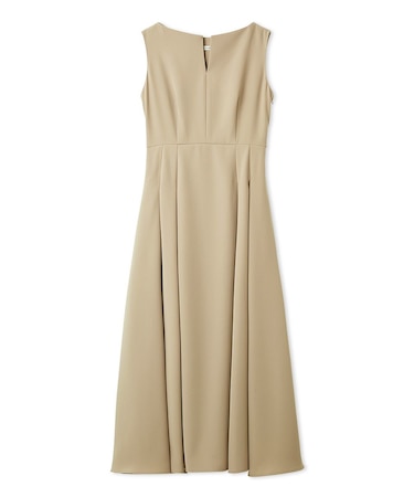 キーネックタックフレアドレス