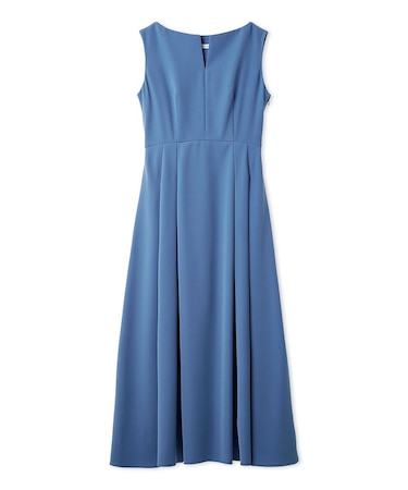 キーネックタックフレアドレス