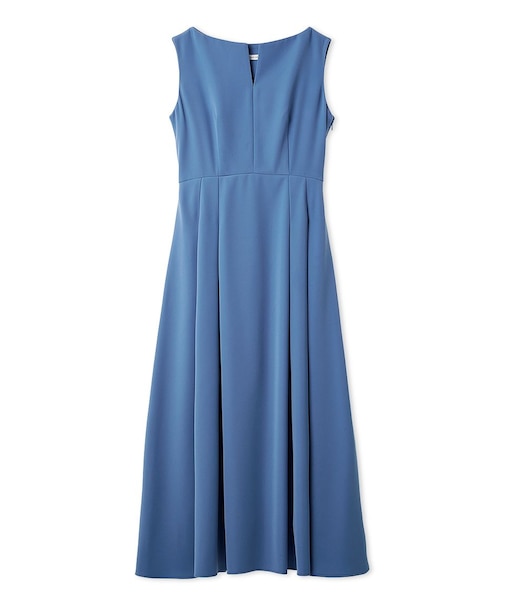 キーネックタックフレアドレス