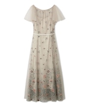 フラワーエンブロイダリーチュールレイヤードドレス