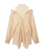 セミシアーシャツレイヤードニット