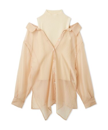 セミシアーシャツレイヤードニット