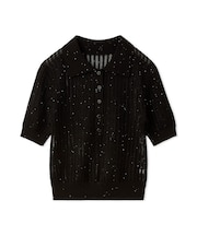 スパンコールアイレットケーブルポロニット