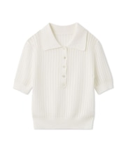 スパンコールアイレットケーブルポロニット