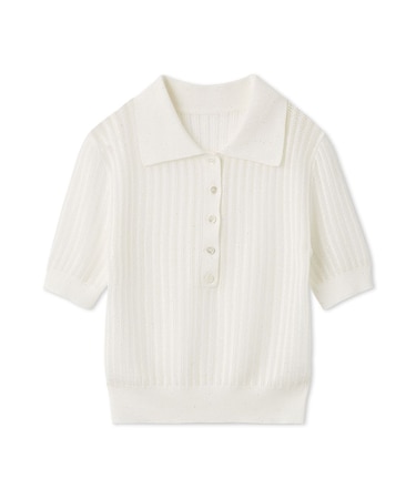 スパンコールアイレットケーブルポロニット