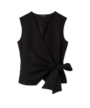 ノットデザインペプラムジレ／ウォッシャブル・UVカット・防シワ