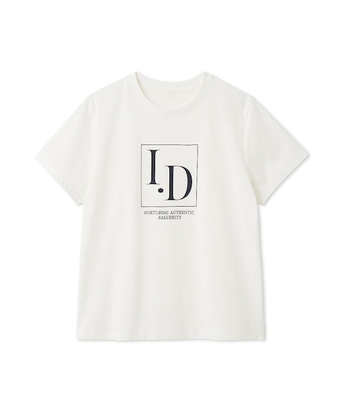 FRAY I.D バックプリントロングＴ ベージュ　ロゴTシャツ　バッグロゴ FRAY I.D - FRAY I.D バックプリントロングT ベージュ ロゴTシャツ