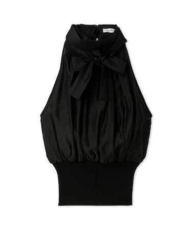 ウエストリブホルターネックトップス