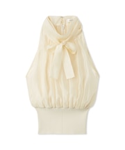 ウエストリブホルターネックトップス