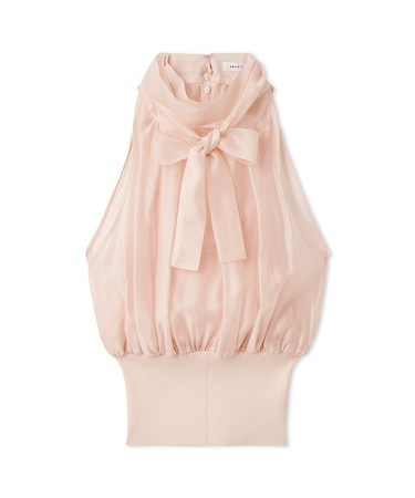 ウエストリブホルターネックトップス