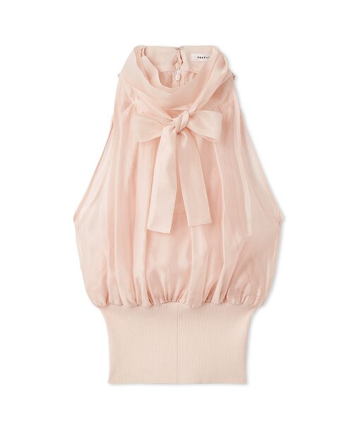 ウエストリブホルターネックトップス