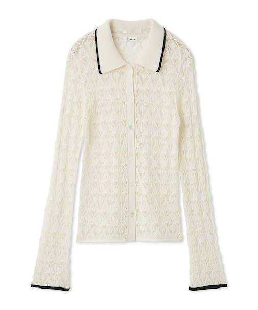 クロシェポロニットカーディガン