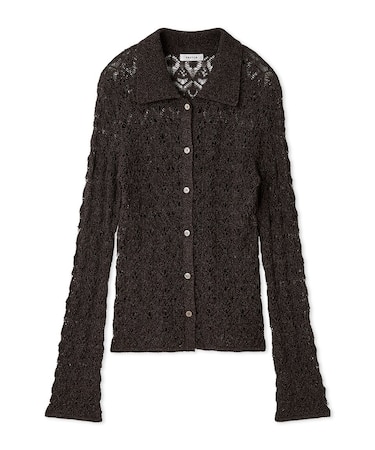 クロシェポロニットカーディガン