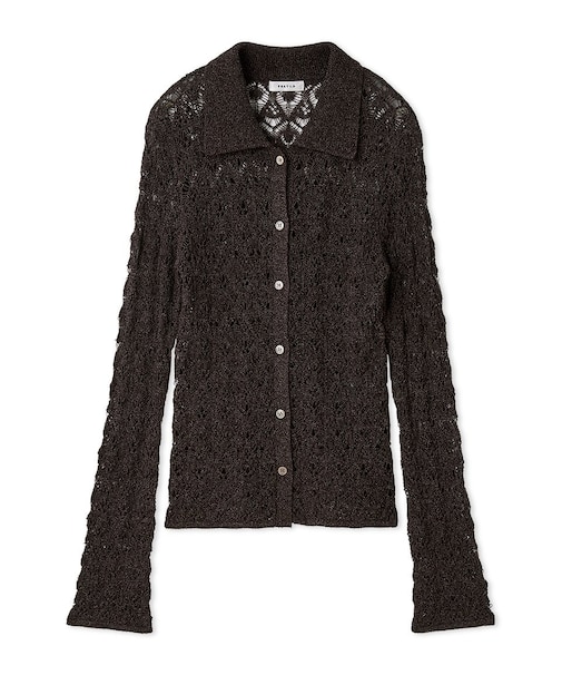 クロシェポロニットカーディガン