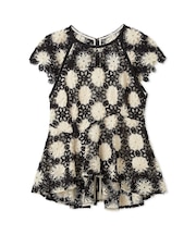 フラワータイルレースペプラムブラウス