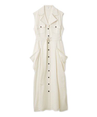 リネンブレンドビッグポケットサファリワンピース