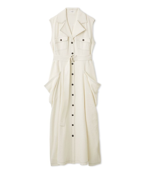 リネンブレンドビッグポケットサファリワンピース