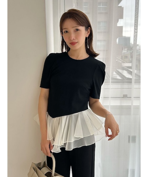 【タグ付き新品】 シアーペプラムカットトップス フレイアイディー ルミネ限定 シアーペプラムカットトップス／ウォッシャブル｜フレイアイディーの