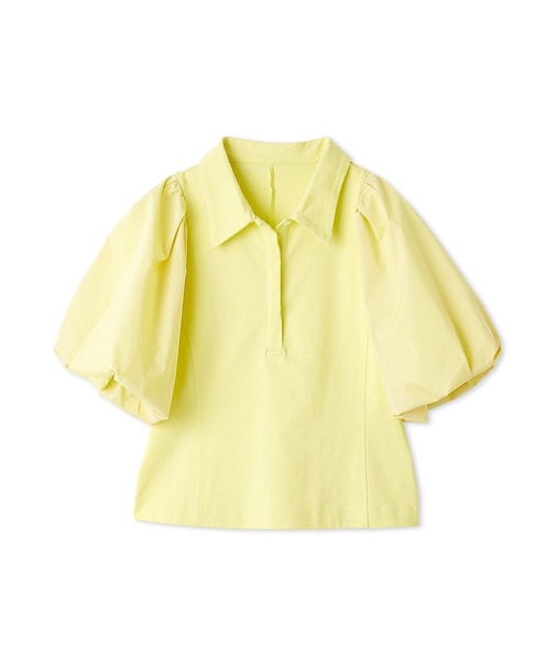 パフスリーブポロカラートップス