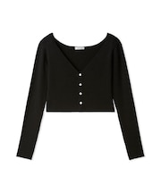 セミシアークロップドリブカーディガン