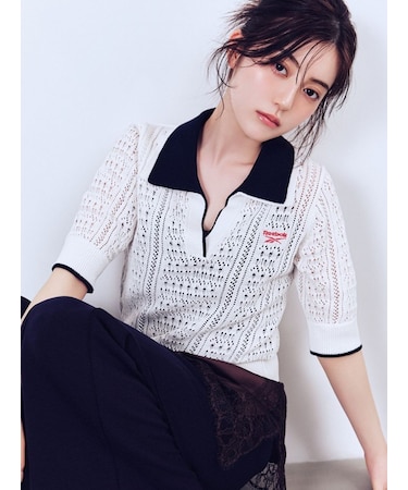 【Reebok×FRAY I.D】ポロカラーメッシュニットプルオーバー