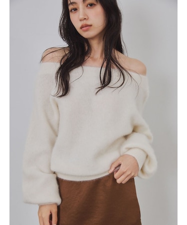 フォックスカシミアオフショルプルオーバー