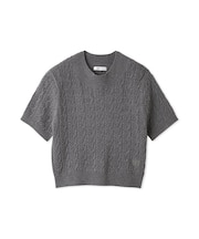 【ウォッシャブル】ハーフスリーブケーブルニットトップ