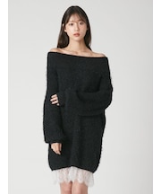 【WEB限定】レースレイヤードニットミニワンピース