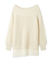 【WEB限定】レースレイヤードニットミニワンピース
