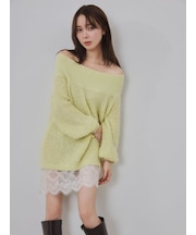 【WEB限定】レースレイヤードニットミニワンピース