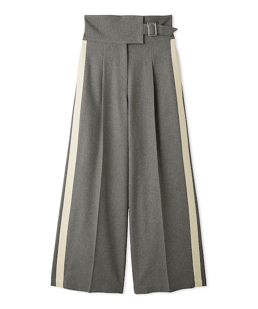レザーコンビハイウエストタックパンツ